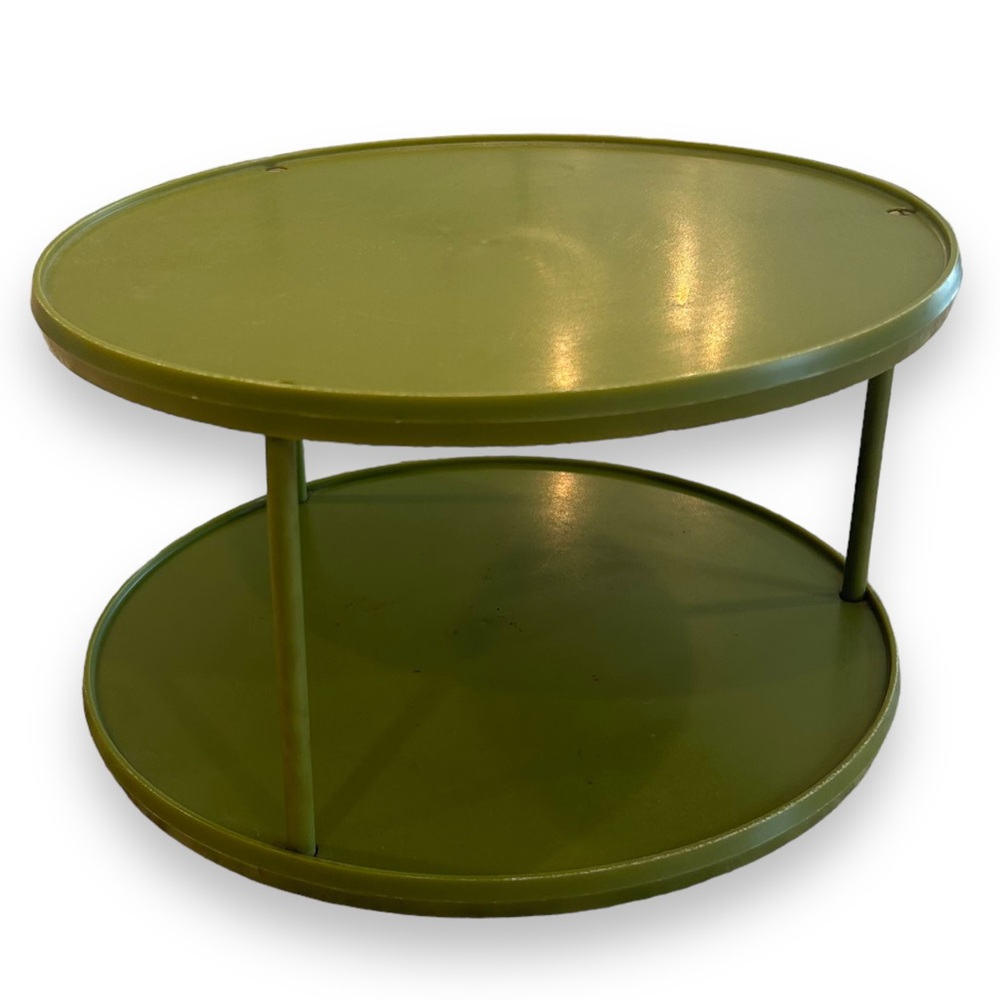 Vintage Avocado Green Rubbermaid Lazy Susan 2 Tier Spices Art Supplies Camper